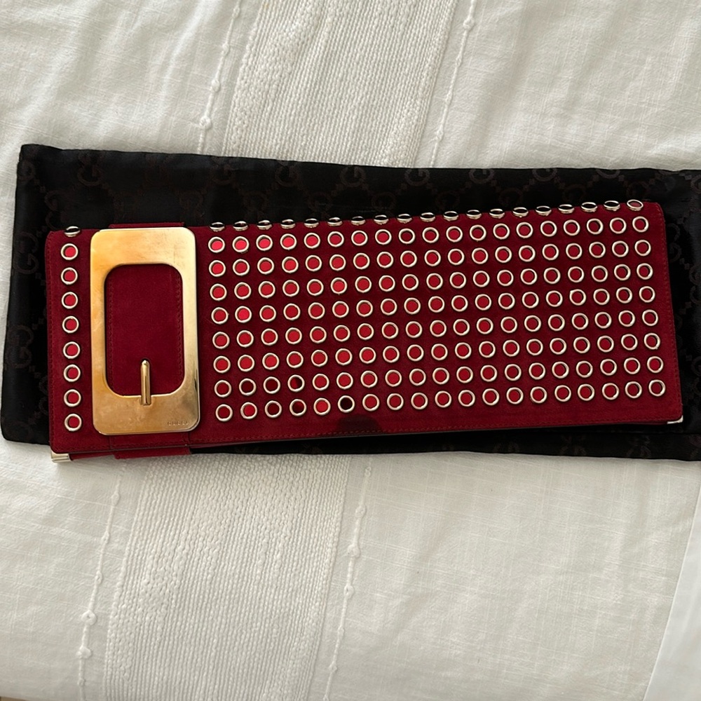 Gucci red mirrored clutch